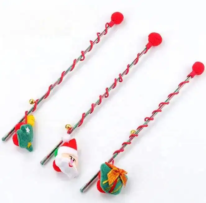 Toys for pets christmas pet gift Cute snowman Christmas tree bell teasing stick cat interactive movement toy