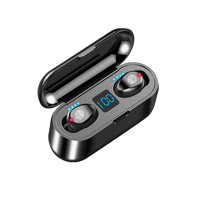 2022 new trending Amazon top seller F9 Noise Cancelling Bt 5.0 TWS earbuds earphones with 2000mah power bank for iphone