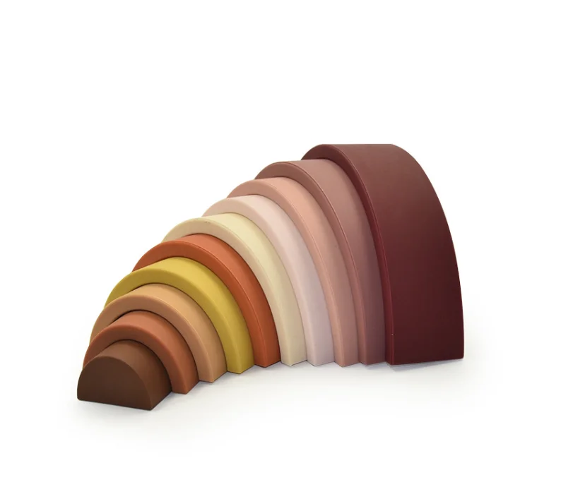 Montessori Silicone Rainbow Nesting Puzzle,Silicone Rainbow Stacker Set