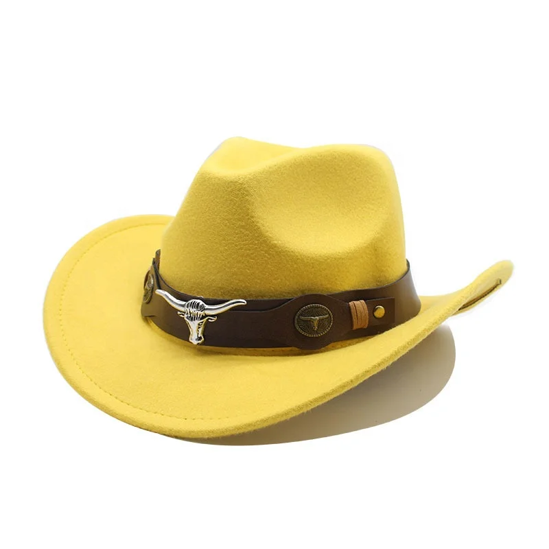 OEM ODM cheap manufacturer felt wool blended vintage custom adjustable felt fedora cowgirl cowboy hats for men