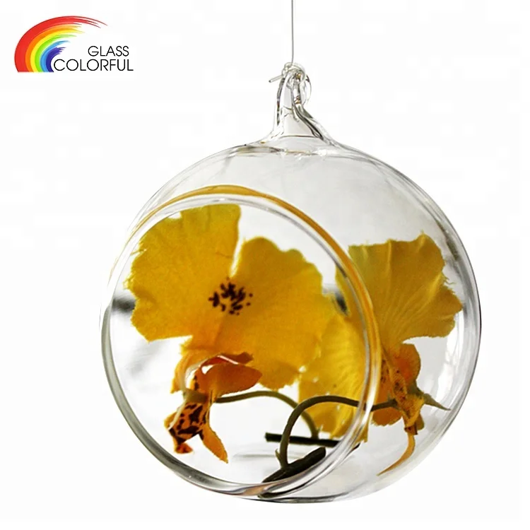 Wholesale cheap clear glass ball vase glass vase hanging glass ball clear vase candle holder flower pot