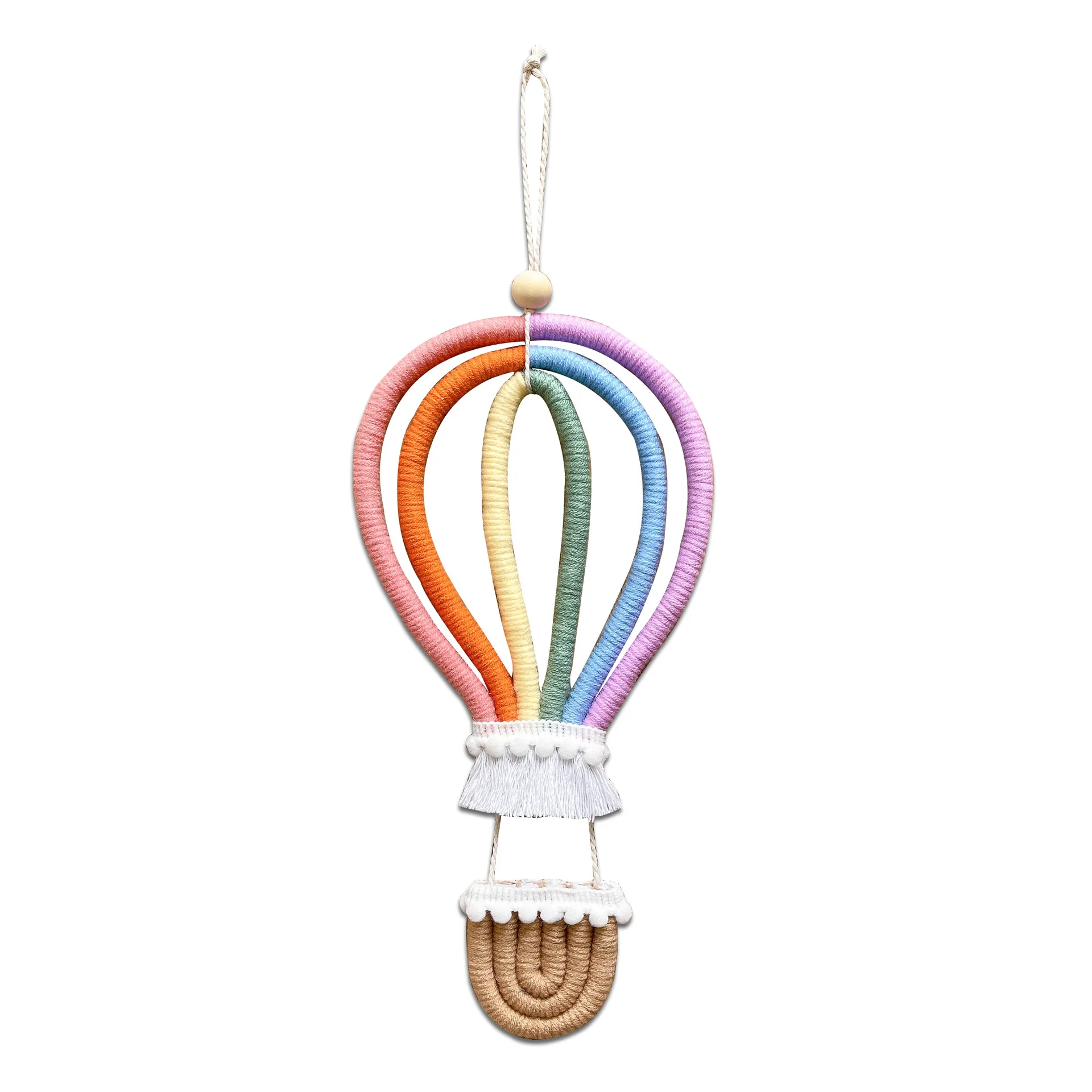 Hot Air Balloon Cotton Rope Wall Hanging Macrame Rope Nursery Rainbow Wall Hanging For Decoration