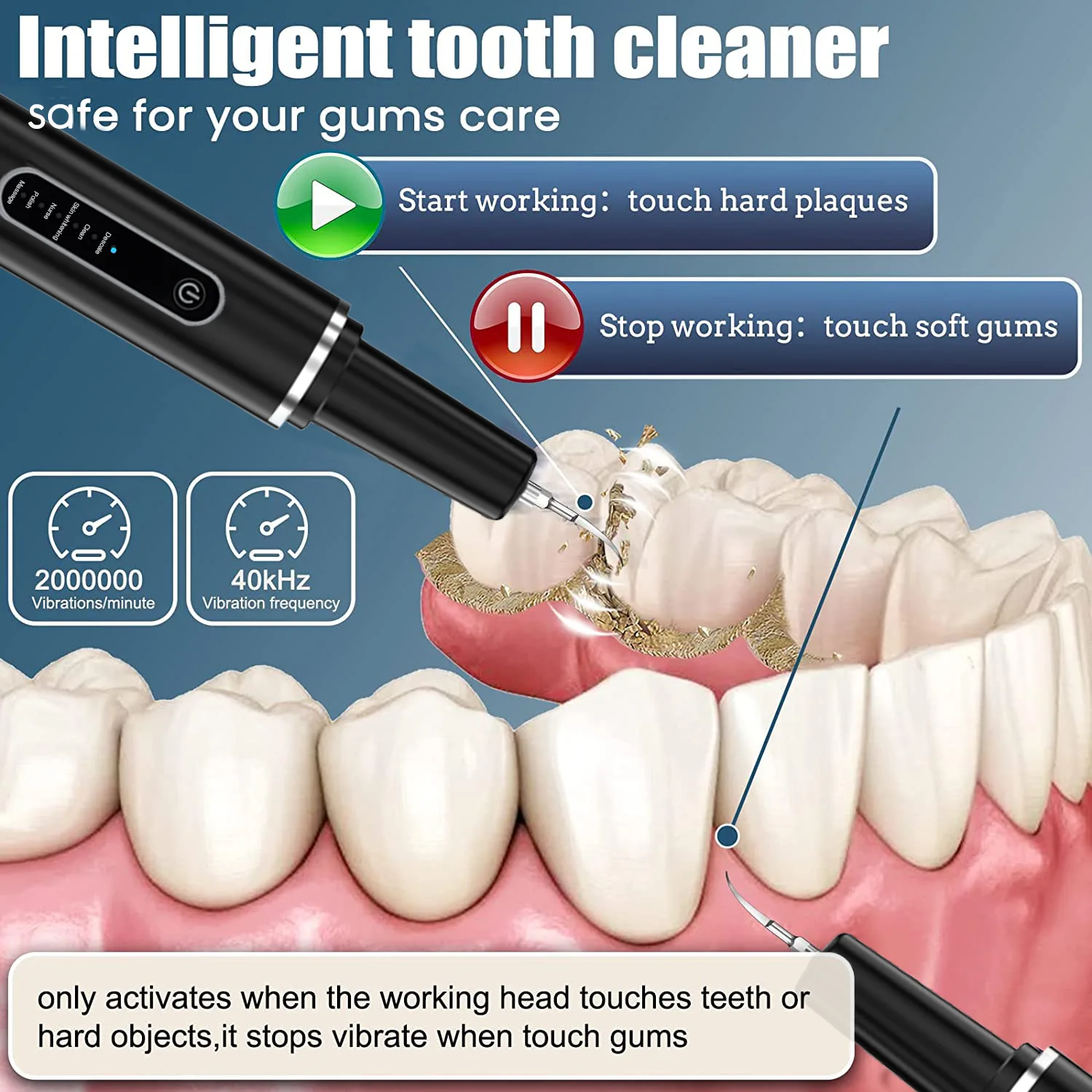 Adult Electric Toothbrush with Plastic and Steel Material Dental Calculus Remover Tooth Washer