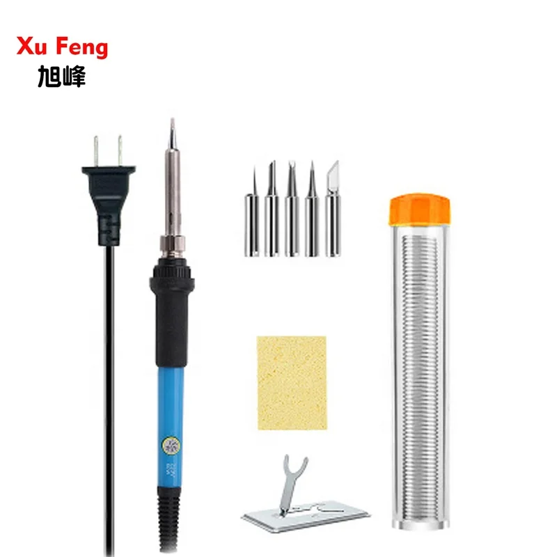 
US EU UK Plug 60W Adjustable Temperature Tools Kits Sets With Tin Wire Tips Electric Soldering Iron 