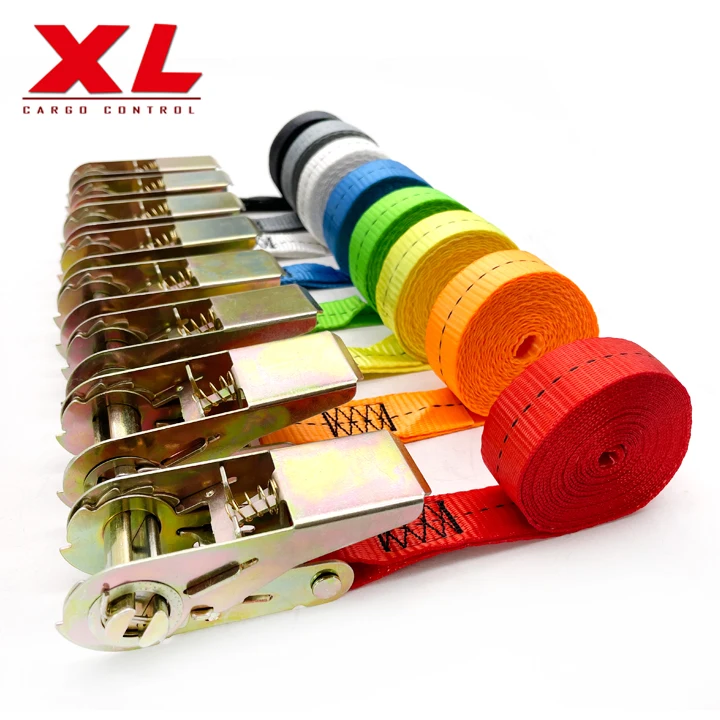 Ex-factory price 1 inch 25mm 800 kg tie down spanzet lashing ratchet straps