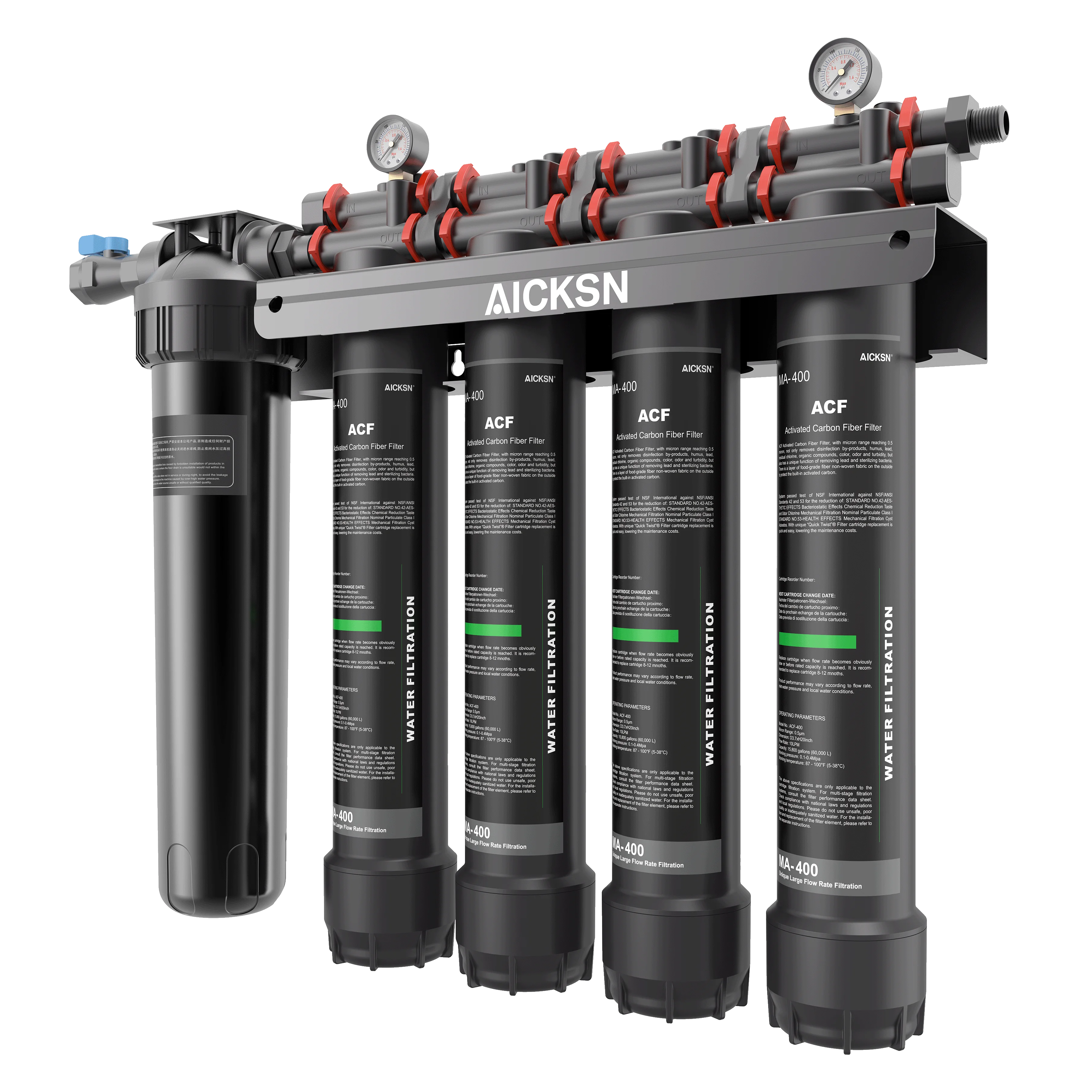 Aicksn 4 Stage Commercial C4-400 Water Filtration System Large Flow Golden Supplier Water Treatment Machinery Equipment