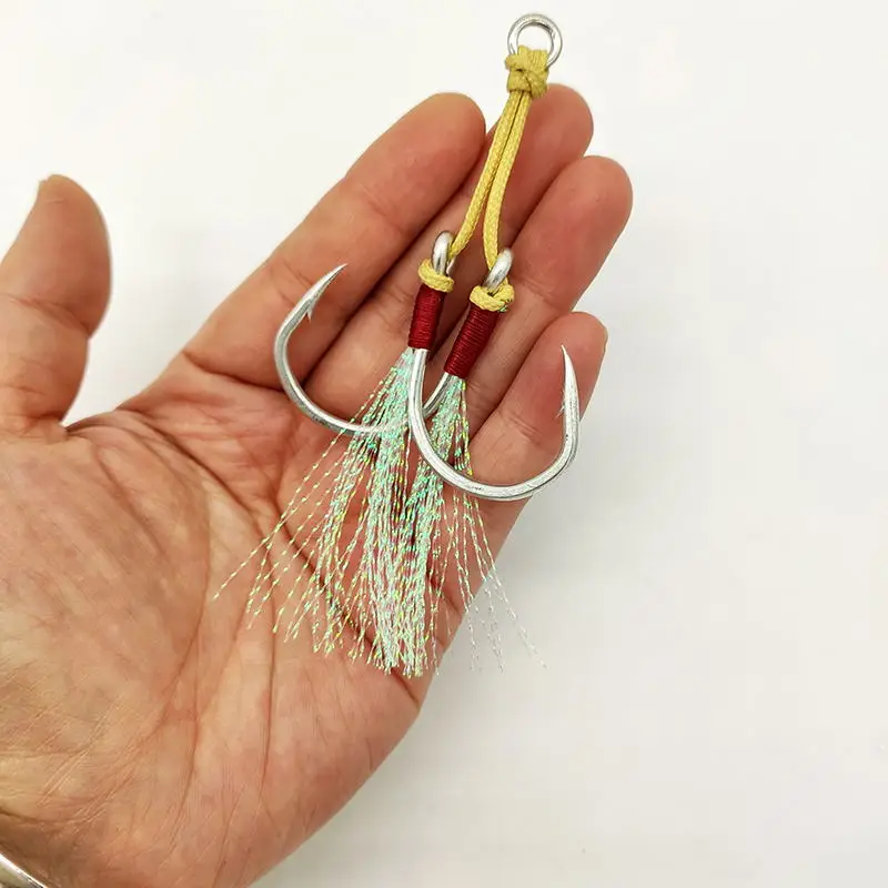 High quality saltwater fishing jig hook slow jigging double assist sea fishing hooks