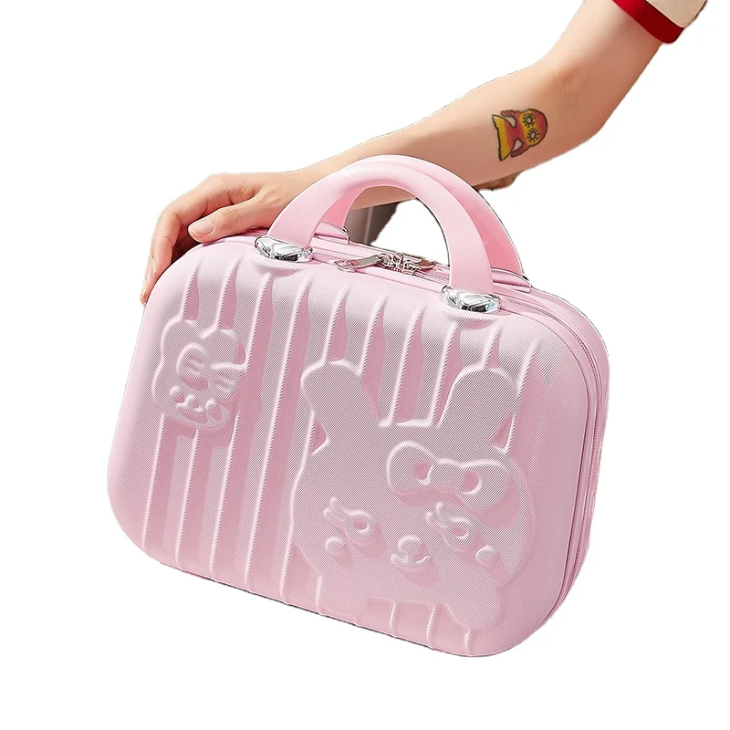 Botu kawaii Kitty Storage Case Suitcase Box Large capacity Cosmetic Bags Portable Travel Handbag Carrying Gift For Girls Women