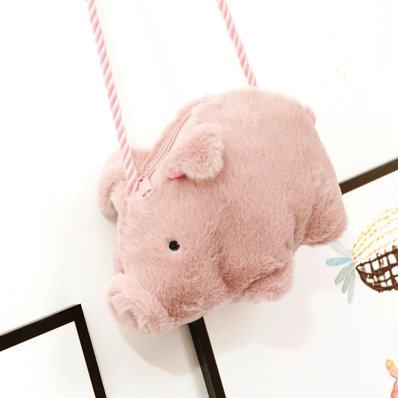 Hot selling popular stuffed plush graduation pink pig bag coin purse clutch storage pig bag for girl