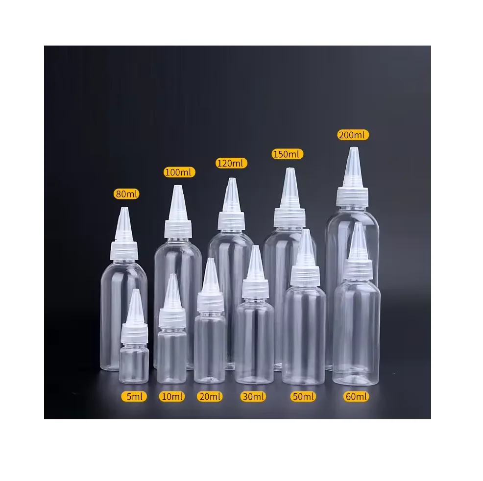 5ml-1000ml Transparent Pointed Bottle Plastic Squeezed Bottle Sand Painting Glue Drip Bottle Lotion Pigment Dropper
