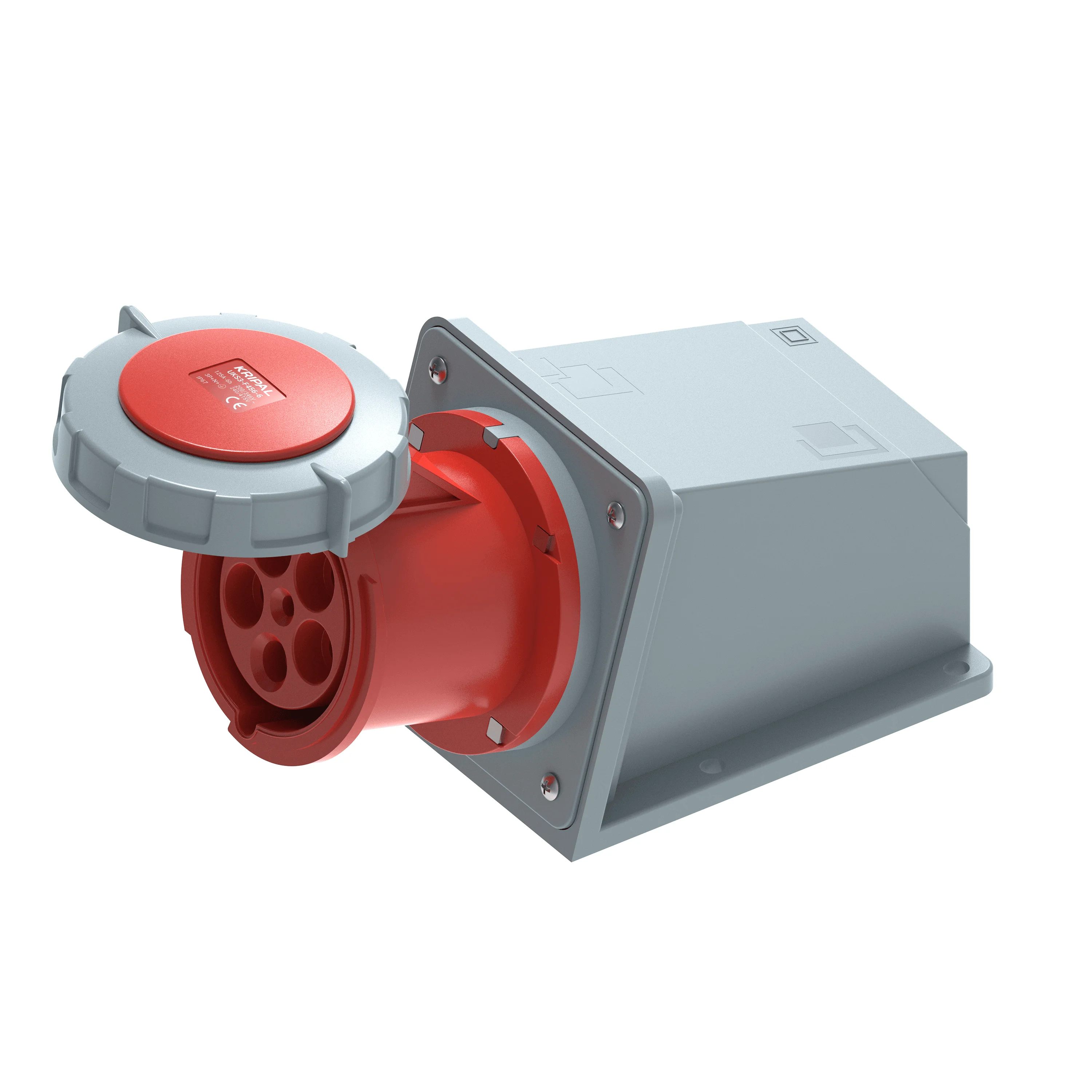 KRIPAL 5 pin 125 amp industrial wall mount socket outlets 125A CEE electrical plugs and socket 3 phase Female Industrial Socket