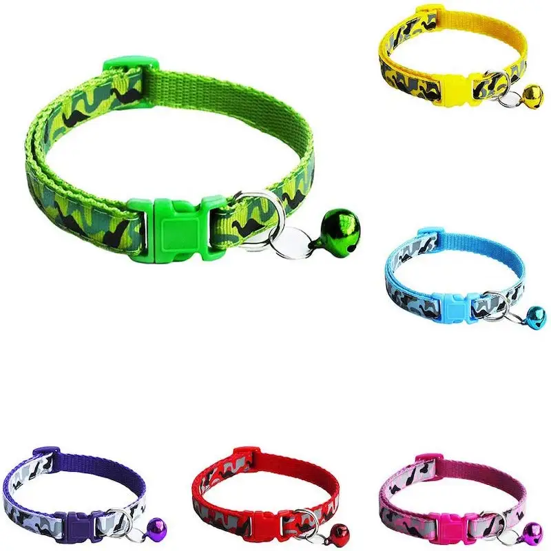 Pet Necklace Patch Collar Camouflage Print Adjustable Pet Collar for Dog Cat Puppy S/L 2 Sizes