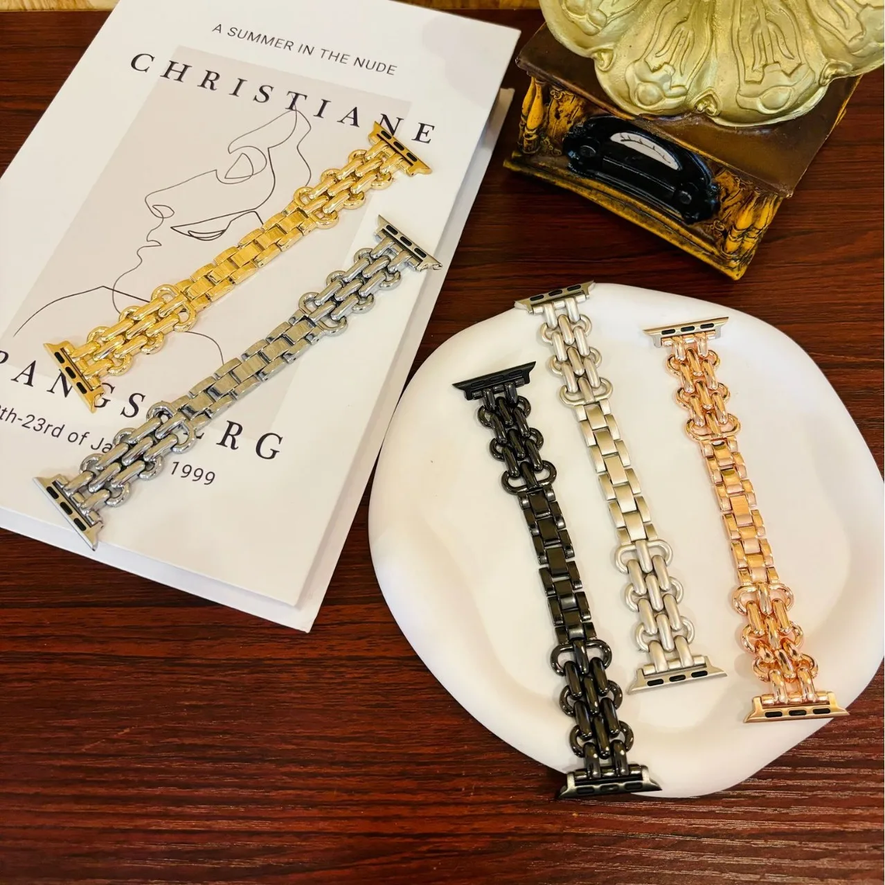 New Style Fashion Luxury Metal Band for Apple Watch Girls Women Stainless Steel Ultra Thin Strap Replacement strap