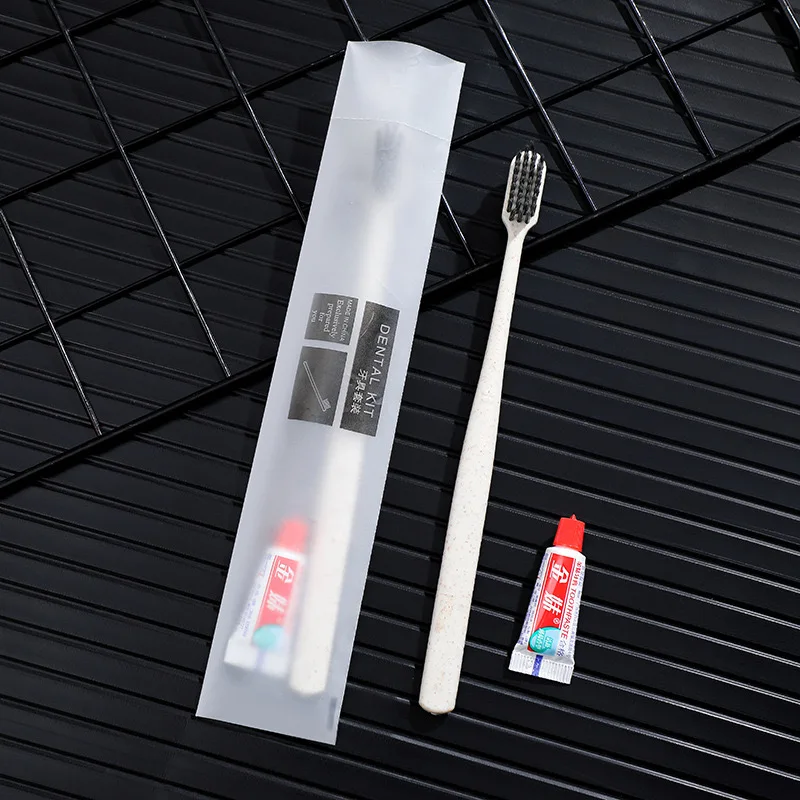 eco friendly dental kit for hotel amenities toiletries Straw toothbrush with pastes