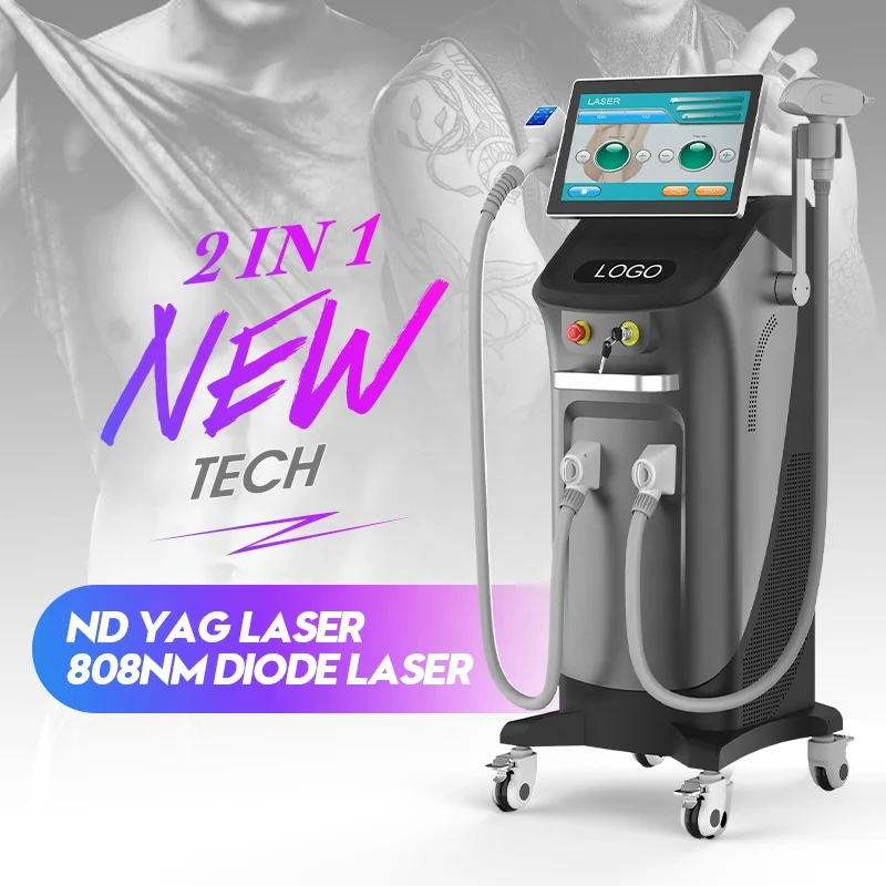Most advanced ! 2 in 1 nd yag tattoo removal diode laser 808nm laser hair removal machine 755 808nm 1064 for sale factory price