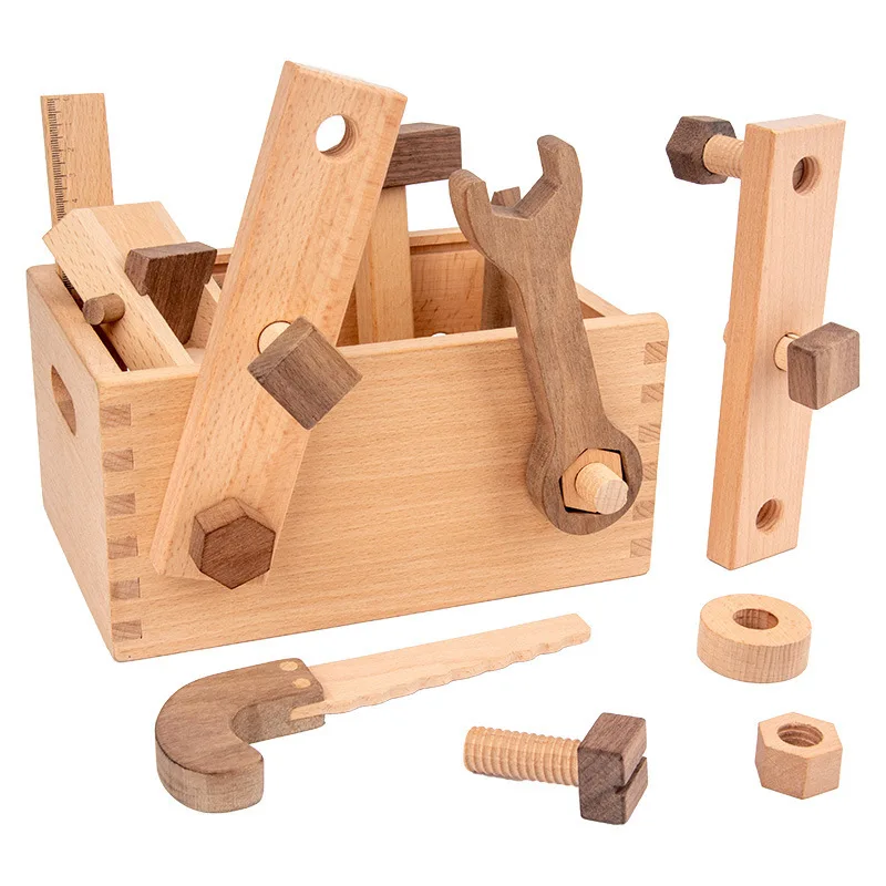 Wooden Montessori Nut Screw Tooling DIY Kit Toys For Boys Multifunctional Repair Set Hands-on Assembly