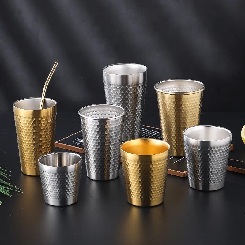 Custom Logo 175/300/350/450ml Stackable Single Double Wall 304 Stainless Steel Beer Pint Cup to Stack Bar Tumbler Beer Cups