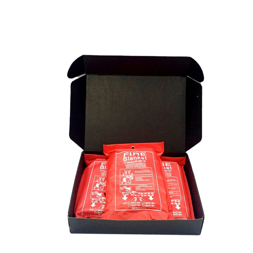 Emergency Fire Blanket For  Extinguisher Blanket 1x1m High Visibility CE Certified for Home, Kitchen Car Van RV Office Reusable