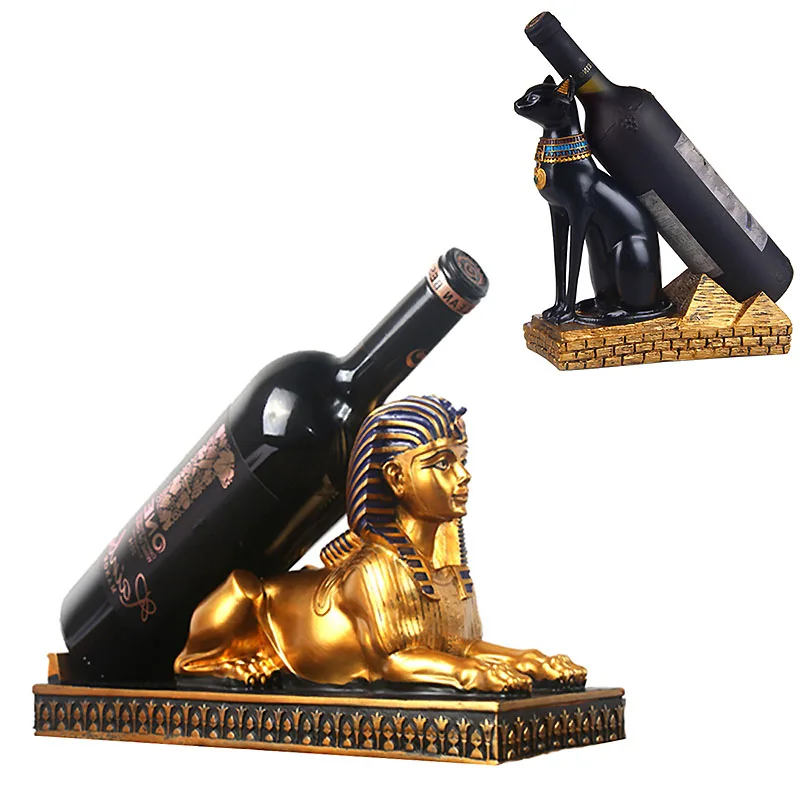 Wine Rack Luxury Egypt Statuary Bar Home Decorate Creative Resin Sphinx Design Wine Bottle Holder Decor