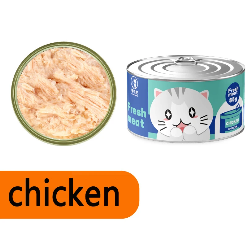 OEM Wholesale Factory 170g 375g 430g Cat Canned meats Pet Cans Salmon Chicken Tuna Beef Cat Wet Food For cat