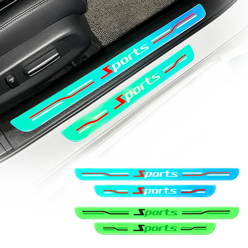 Scuff Protective Door Sill Cover Vinyl Sticker Rear Bumper Protective Sticker Anti-scratch Film Strips Luminous Car Door Sill