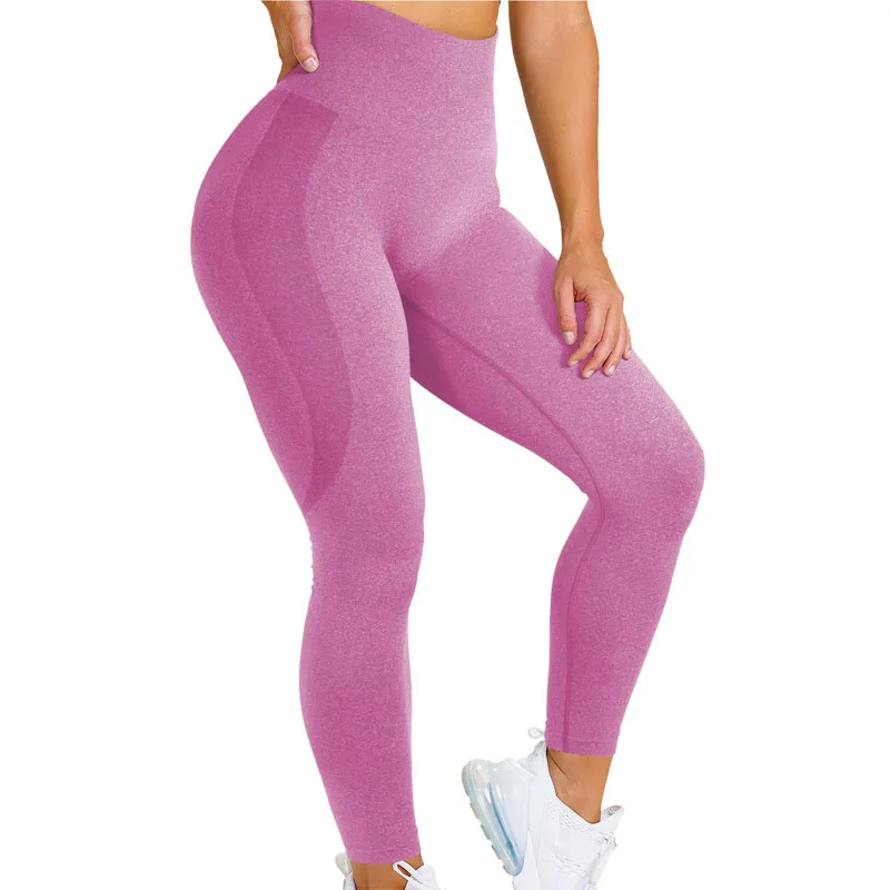 SHEDO Women Seamless Leggings Smile Solid Color Contour High Waist Workout Gym Yoga Pants
