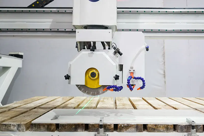 4 Axis CNC Bridge Saw Stone Slab Cutting Machine 3220 CNC Marble Quartz Kitchen Countertop Making Machine From Blue Elephant