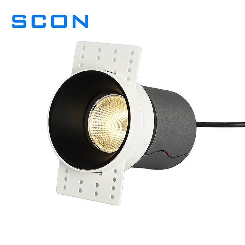 SCON Lighting Recessed Borderless LED Spotlight Indoor Dimming COB Spotlight Commercial Downlight 12W Ceiling Light SC-SDZ 80 93