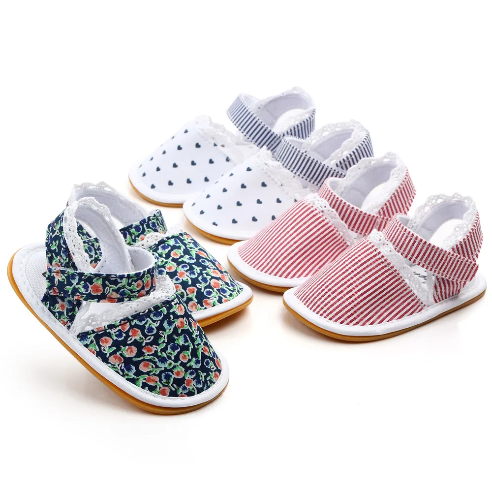 Rubber sole New style Cotton fabric antislip Princess girl infant baby toddler sandals