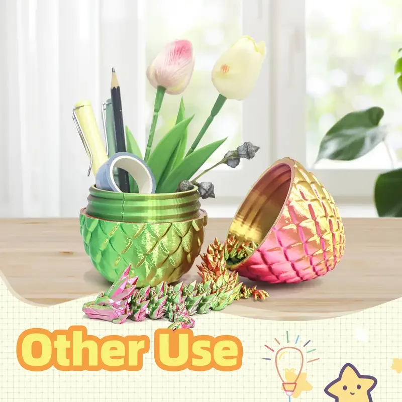 Custom 3D Printed Surprise Mystery Dragon Egg Articulated Sparkling Blue Crystal Dragon 3D Printing Dragon