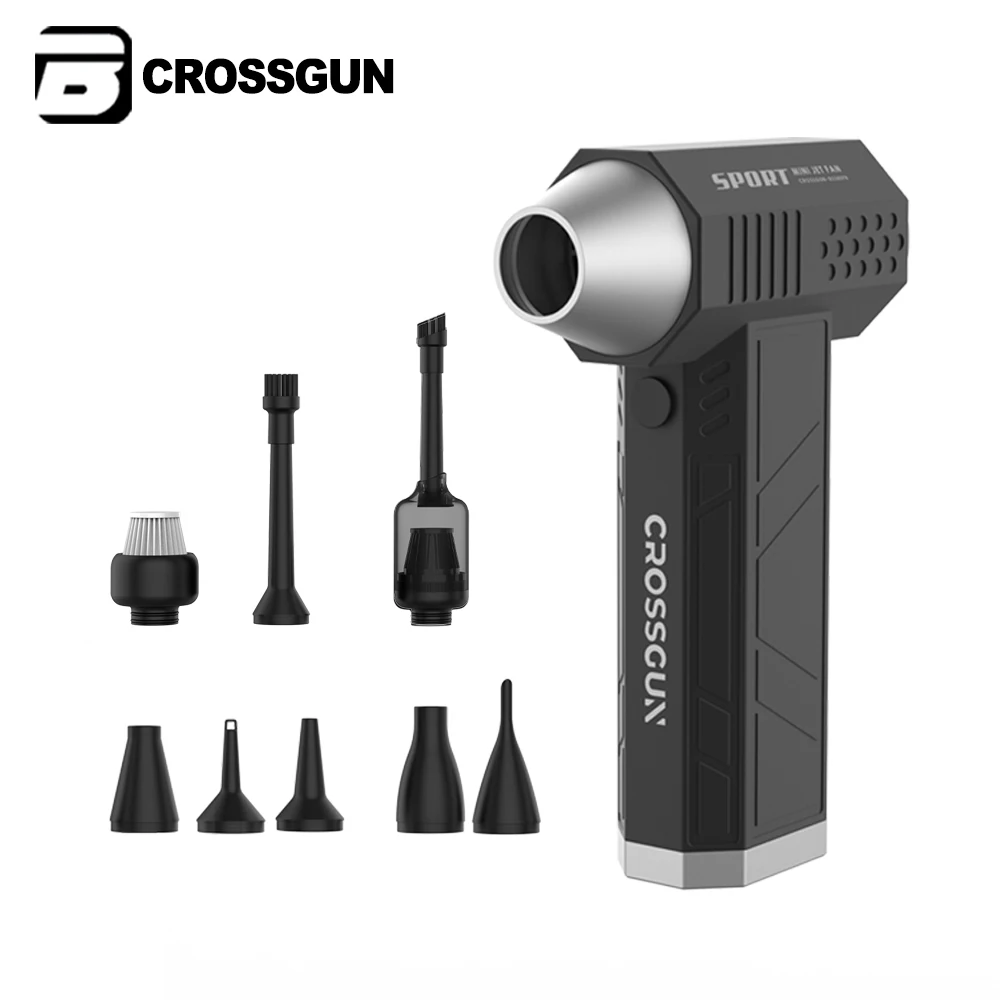 Crossgun Bosmaa 120000rpm Mini Jet Turbo Fan Electric Air Blower Rechargeable Air Duster Turbofan For Outside Computer BBQ Fan
