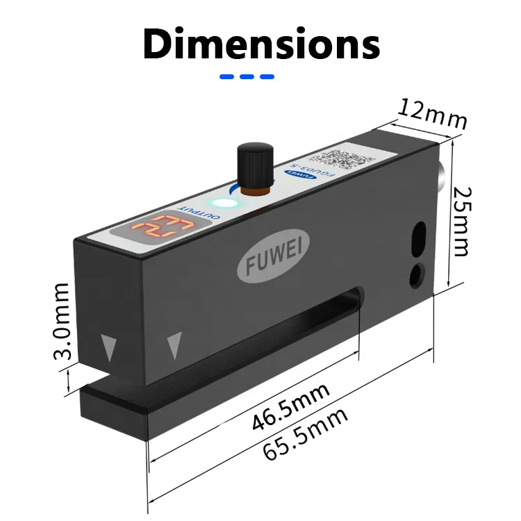 FUWEI M8 4PIN Slot Type Photoelectric Label Sensor Aluminum Alloy Non-transparent Label Sensor