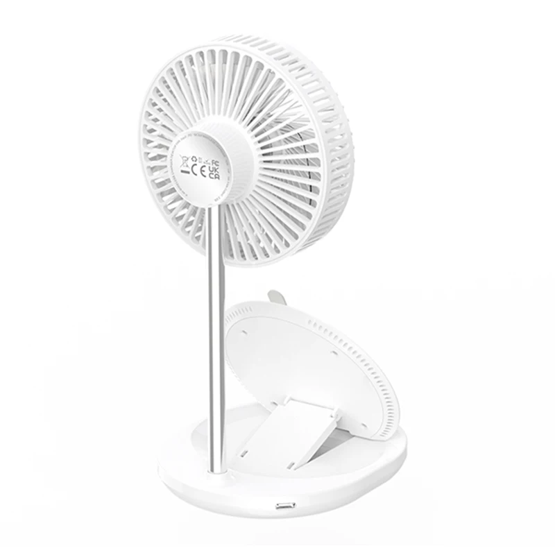 Hot Selling 2 in 1 Portable Mini Desk Fan with Wireless Charger Three Speed Touch Adjustment Control Table Fan