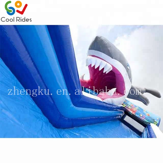 Hot sale 0.55mm PVC tarpaulin inflatable water slide jumping castle shark bouncy castle