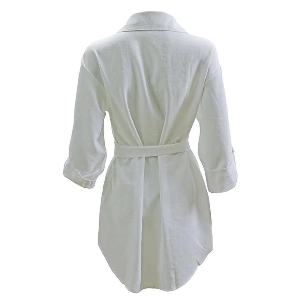 Trending Fashion European Style V Neck Design Ladies Office Shirt dress Career Dresses