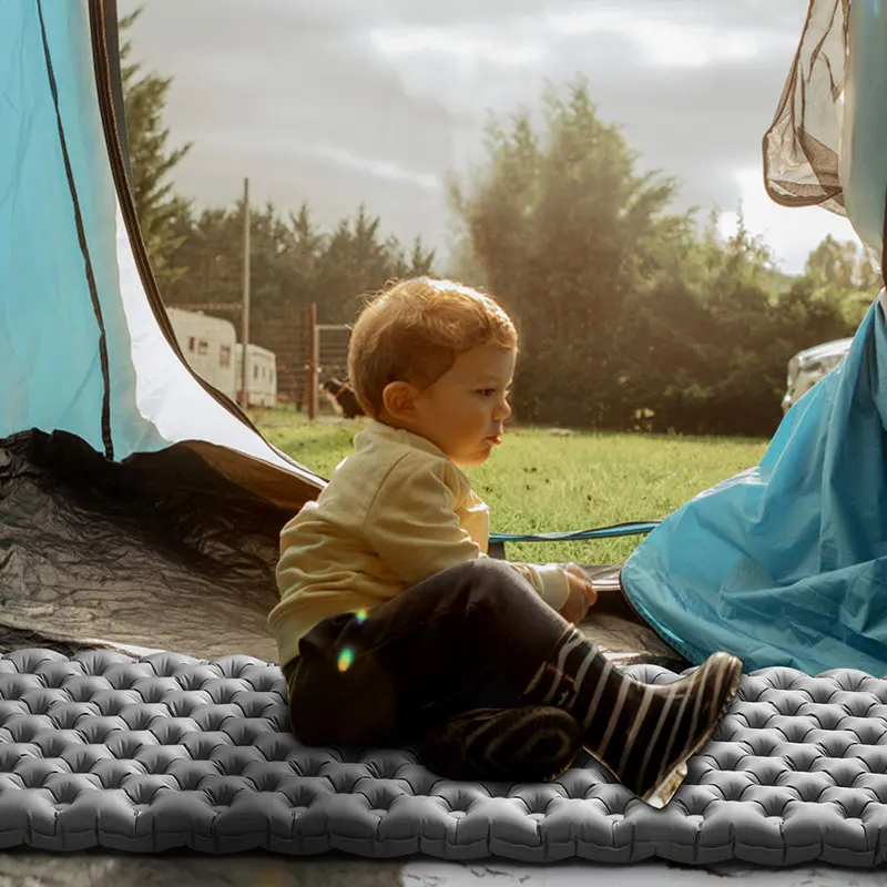 Outdoor sleeping air camping mattress waterproof inflatable lightweight folding sleeping pad for travel