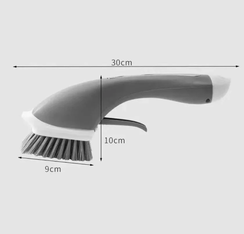 Automatic Liquid Washing Kitchen Cleaning Brush 2 In 1 Long Handle Cleaning with Removable Brush Sponge Dispenser