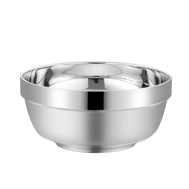 Rice Soup Bowl Double-walled Heat Insulated Metal Serving Salad Mixing Bowl Stainless Steel Bowls