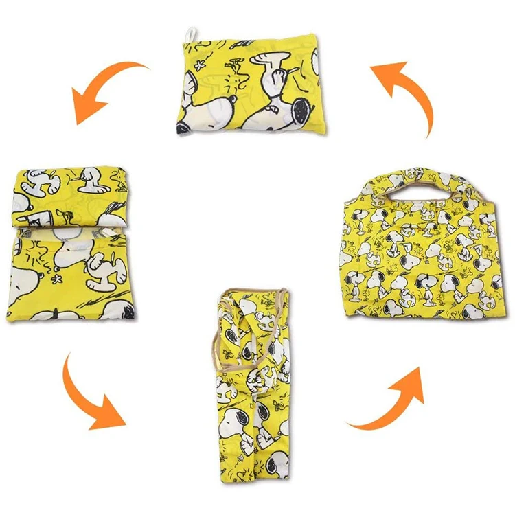 Customize pattern polyester portable recyclable eco grocery reusable foldable nylon shopping bag