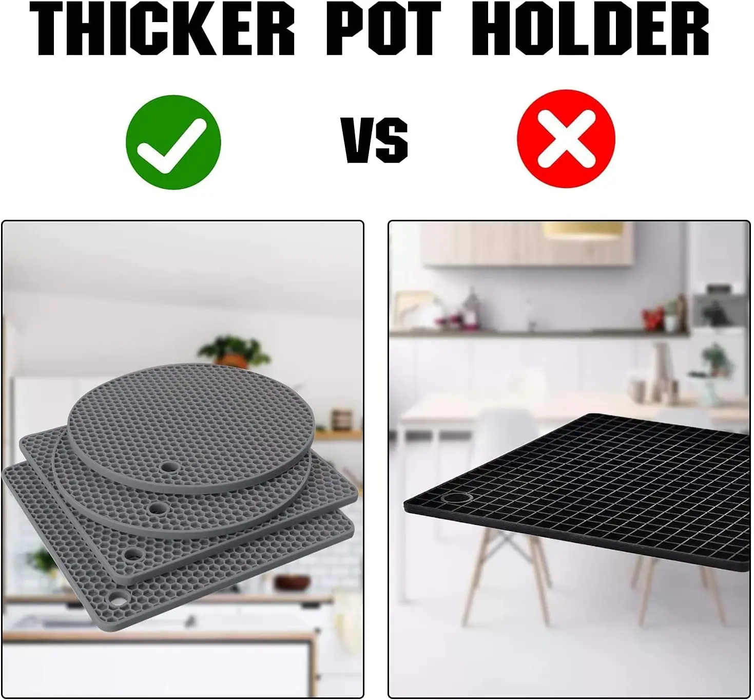 Kitchen Durable Heat Resistant Round Square Silicone Trivet Mats For Hot Pan and Pot Pads