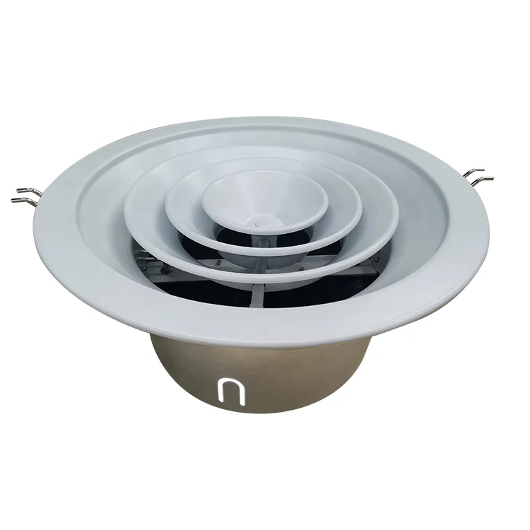 China Factory Aluminum Round Ceiling Diffuser with Damper and Neck & Clips