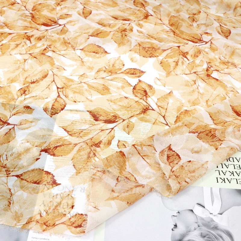 New Leaf Pattern Chiffon Calico Dress Silk Scarf Fabric High Quality Muslim Turban Fabric