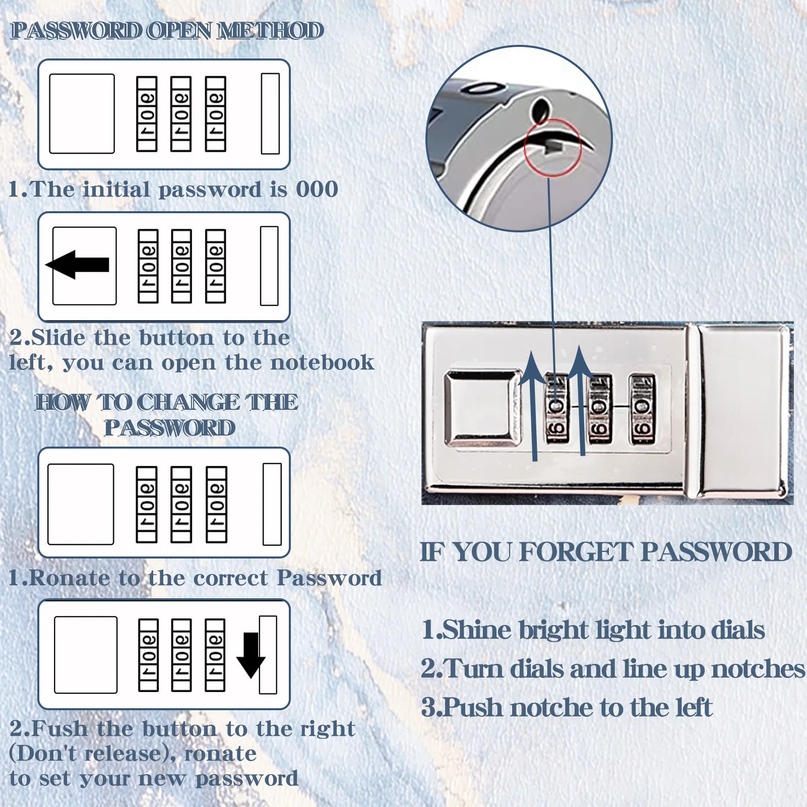For A5 Fashion Password Book with lock diary Creative ledger Student Notepad Stationery notebook