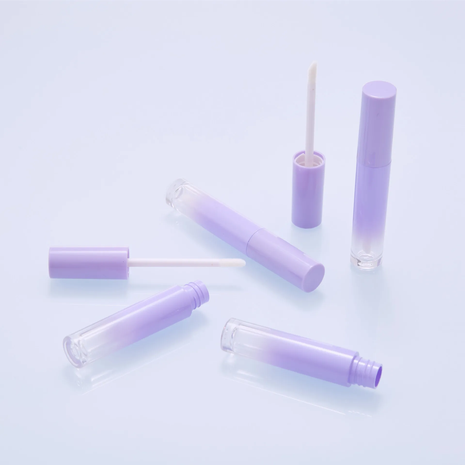 soft cone irregular floral swiggly transparent brand new plastic lipgloss  gradient purple lip gloss tubes custom printed label