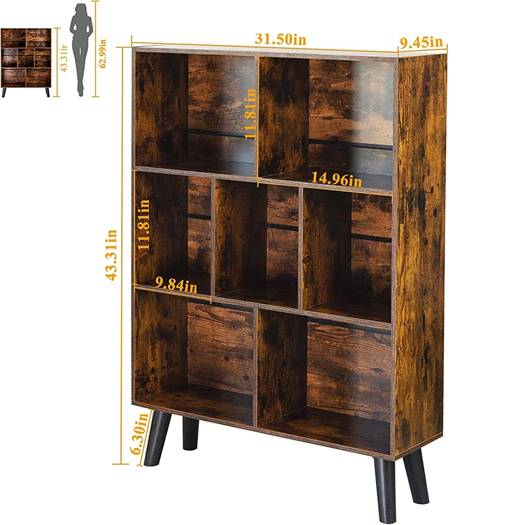 Factory Wholesale Modern Wooden Bookcase Storage Shelf Book Shelf Square Cube Bookshelf