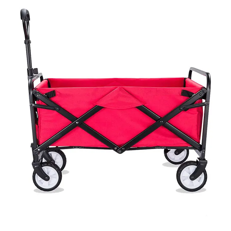 Collapsible Sturdy wide wheels metal shopping wagon folding beach trolley cart