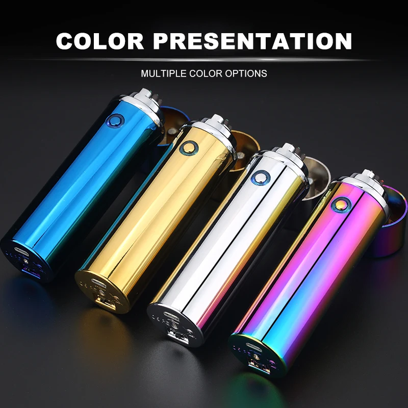 JL109 Triple Arc Plasma Torch Lighters Cylinder-shaped Portable Lighter USB Electronic For Men Business Present Windproof
