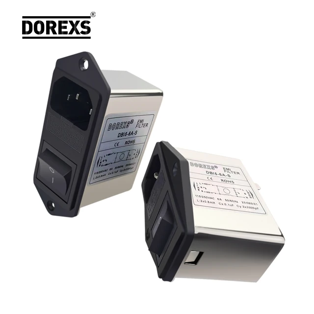 Factory Produced 6A 10A Dual Fuse IEC Socket EMI Filter AC Power Supply Noise EMI Filter