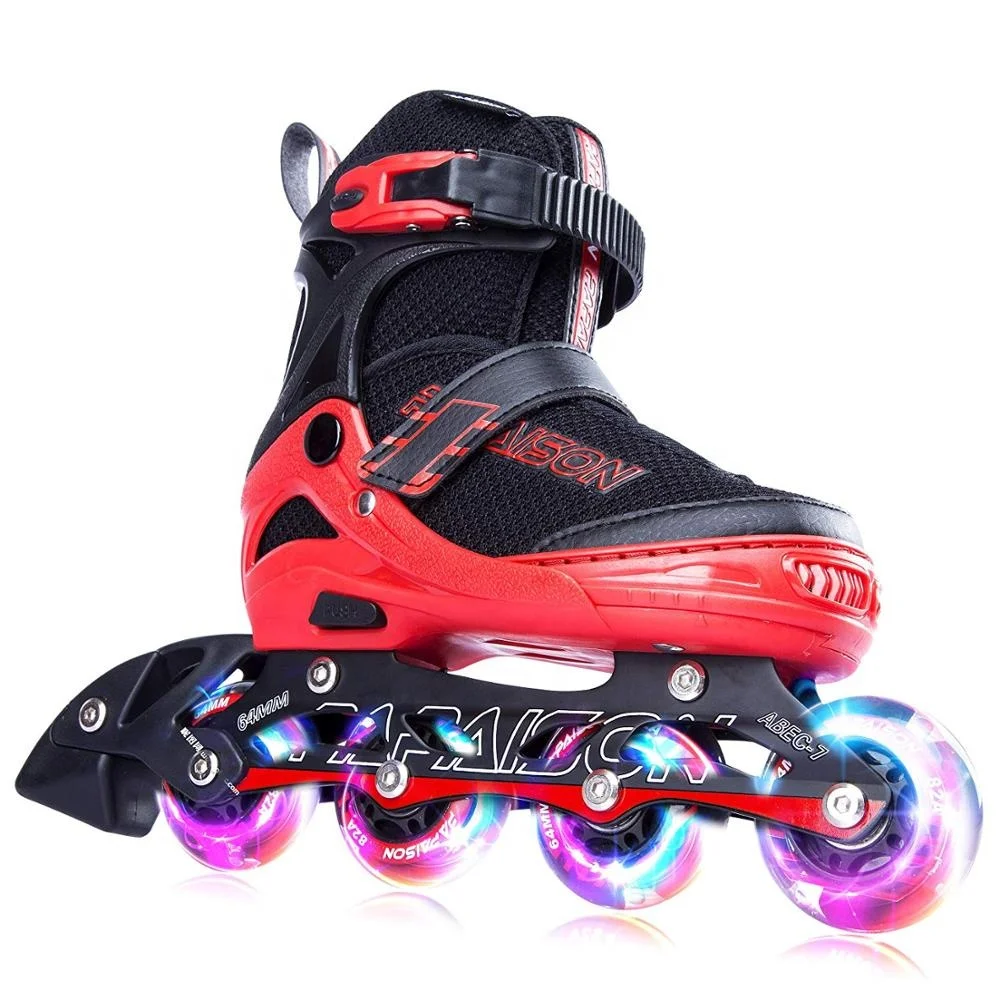 Amazon best seller  brand adjustable plus size purple flashing roller inline skates shoes