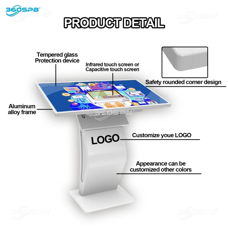 360SPBI ITK32K INGSCREEN 32 Inch Floor Standing LCD Touch Screen Digital Kiosk 20-Point Information